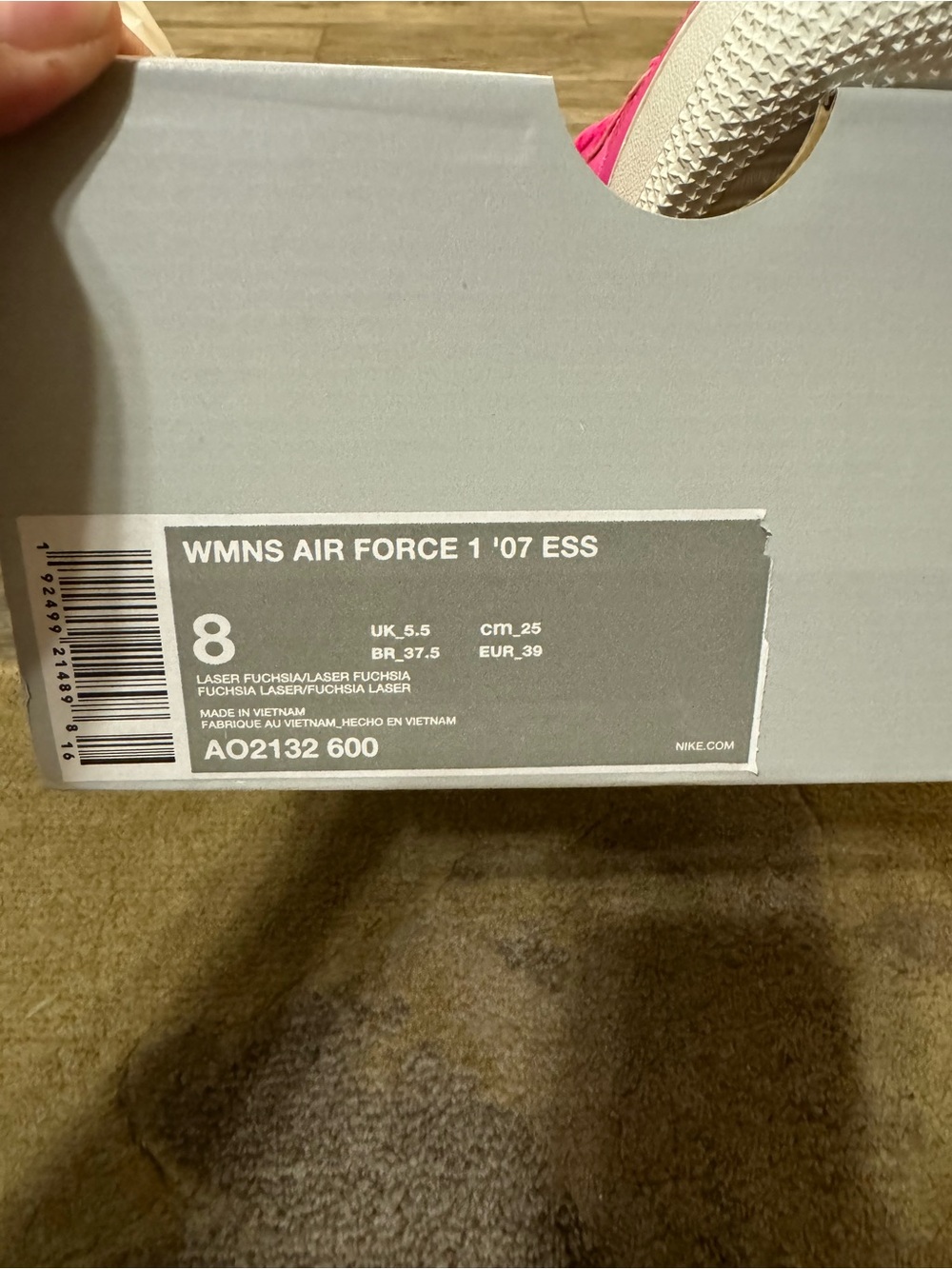 Nike Women’s Air Force 1 Hot Pink Low-Top Sneakers - Picture 6 of 6